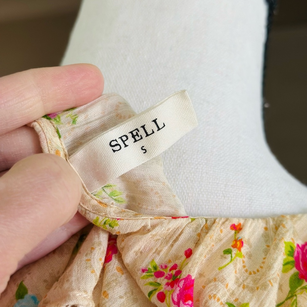 🌸 SPELL 🌸 Fleur Flutter Sleeve Mini Dress SMALL - Picture 8 of 10